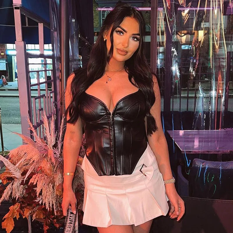 Faux Leather Corset Top