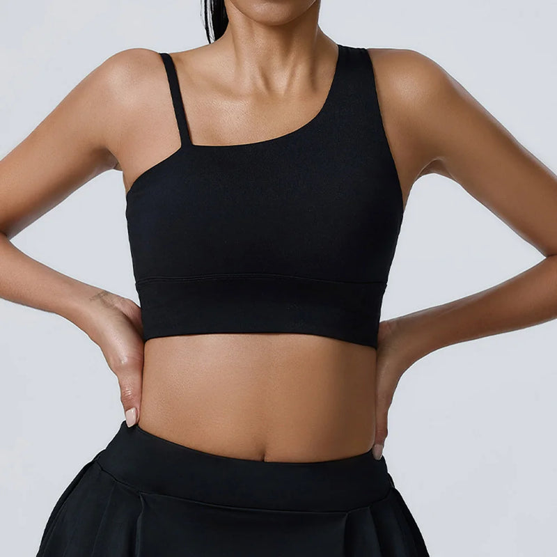Asymmetric Sports Bra & Pleated Skirt Set