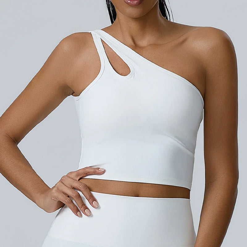 One-Shoulder Cutout Crop Top & High-Waist Leggings Set