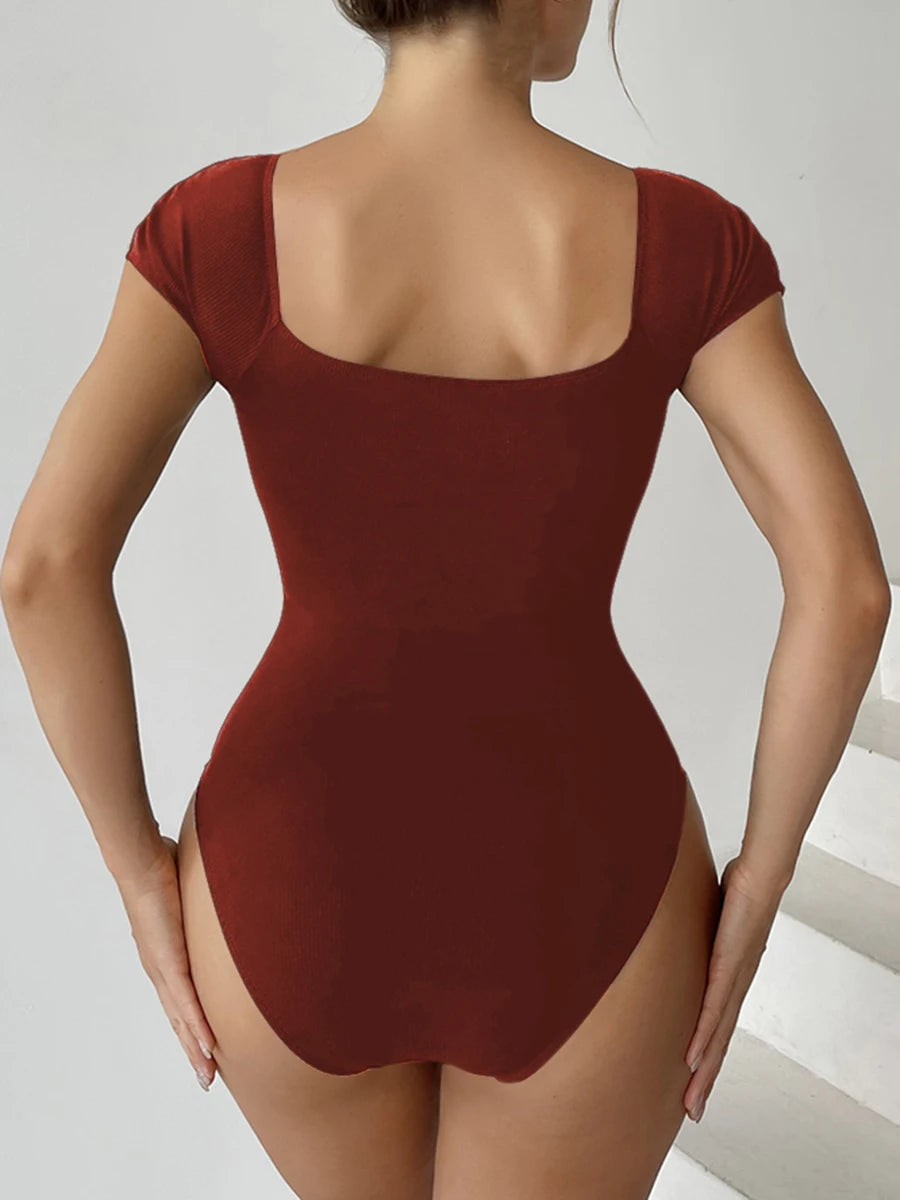 Zip Front Cap Sleeve Bodysuit