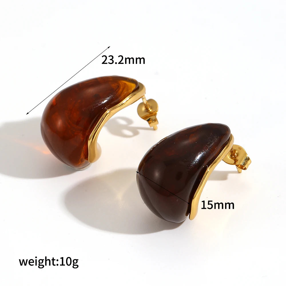 Resin & Gold Hoop Earrings