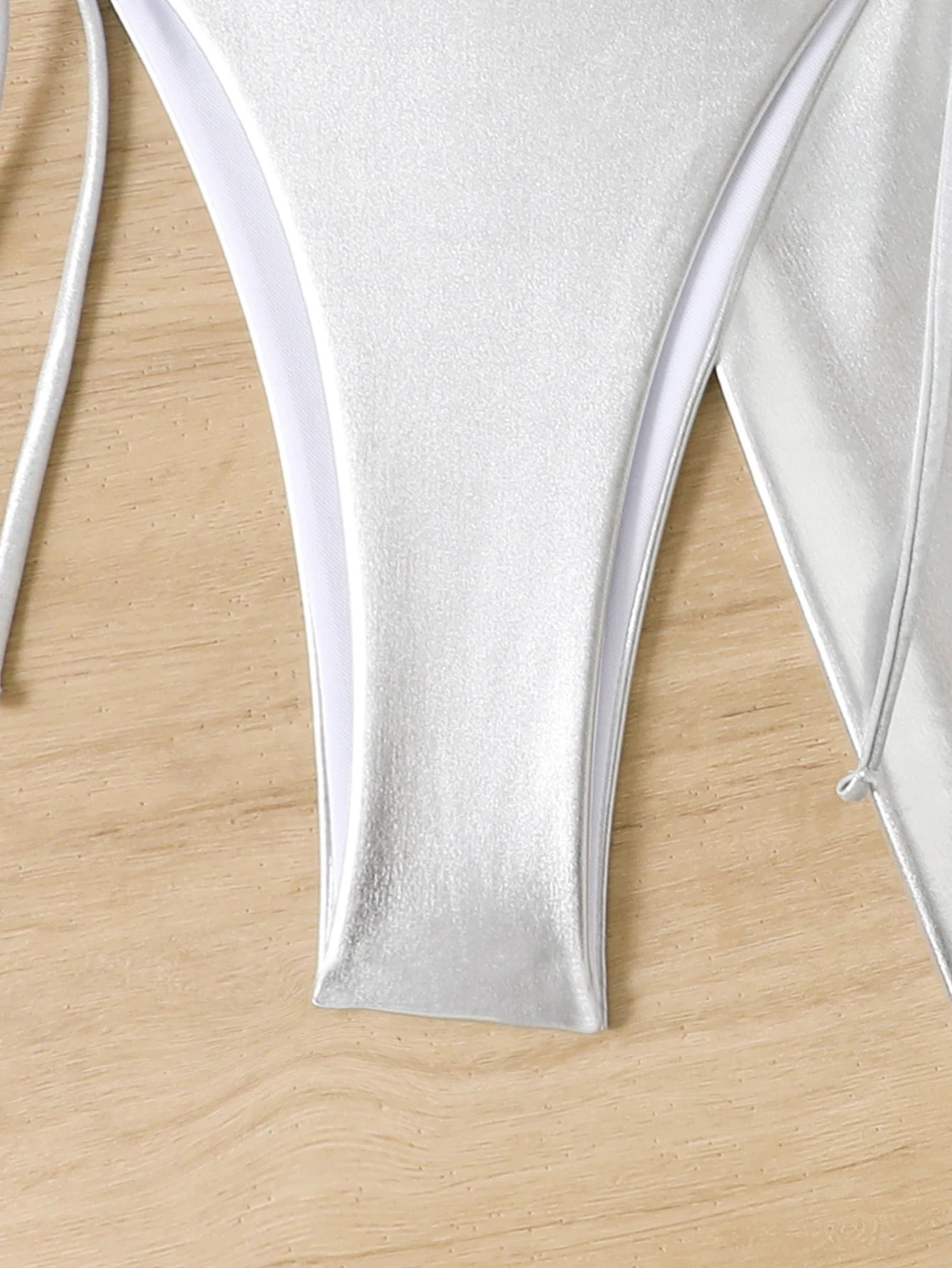 Glossy Triangle Bikini with Ruched Skirt