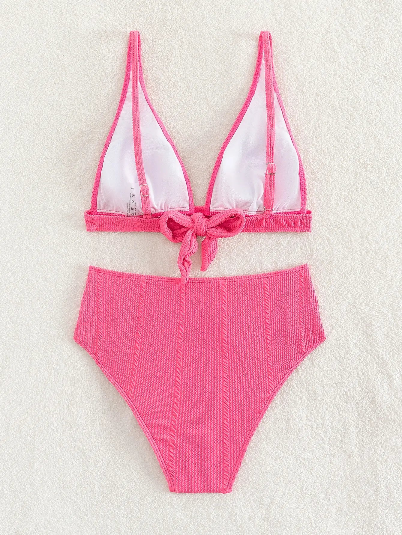 Textured High Waist Bikini Set