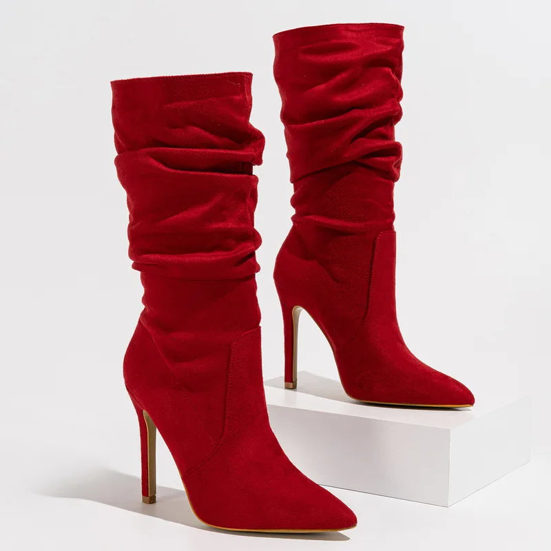 Suede Slouchy Stiletto Boots