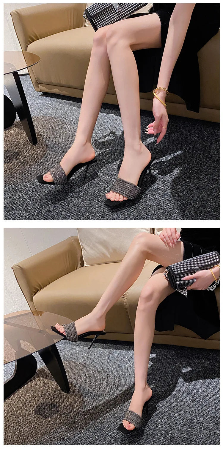 Crystal Strap Stiletto Mules