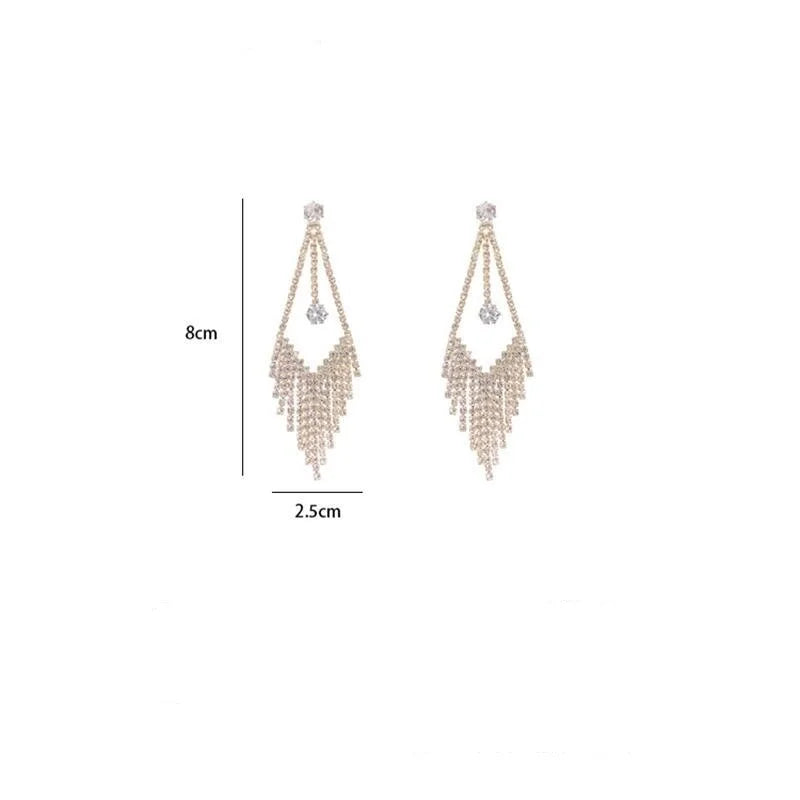 Crystal Chandelier Fringe Drop Earrings