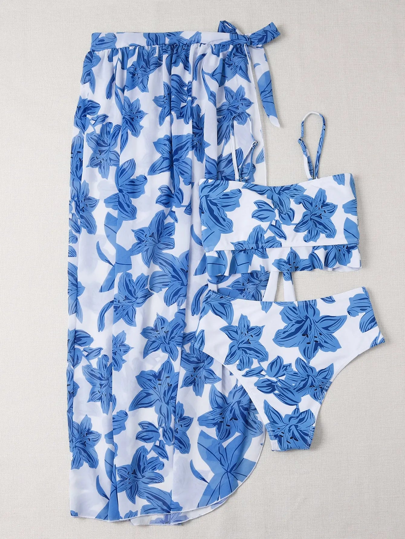 Floral Print Bikini & Sarong Set