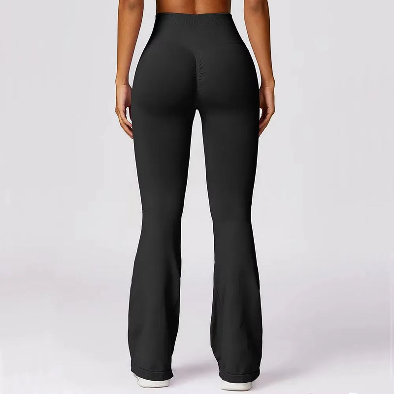 Ribbed Waist Flared Leggings