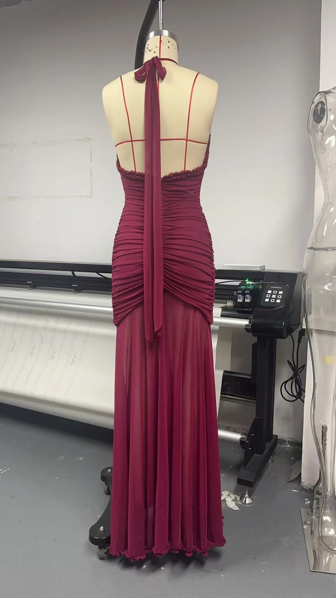 Plunge Halter Evening Gown
