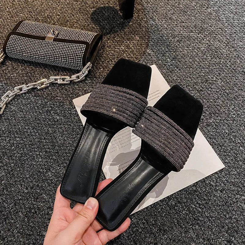 Crystal Strap Stiletto Mules