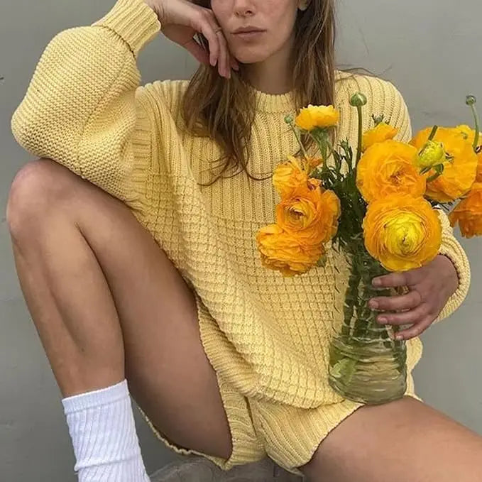 Cozy Knit Sweater & Shorts Set