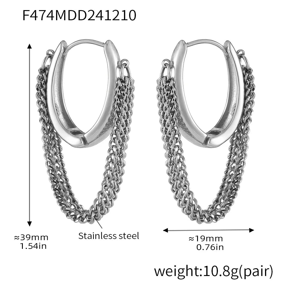 Chain Fringe Hoop Earrings