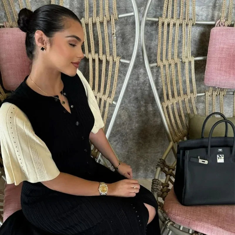 Button-Down Pleated Midi Dress