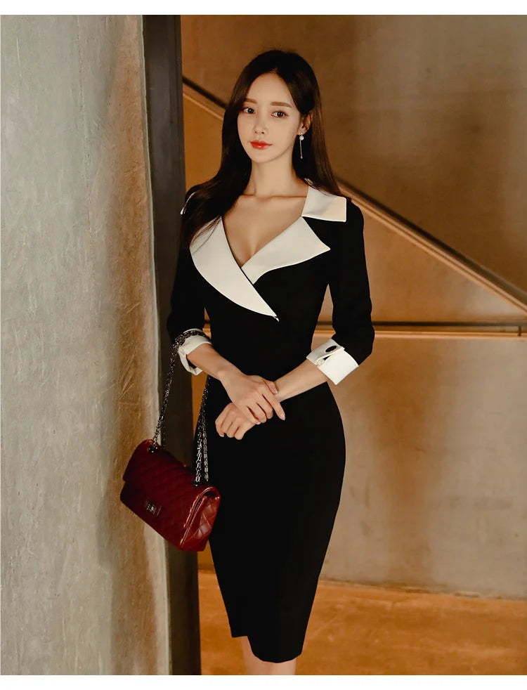 Asymmetric Collar Bodycon Dress