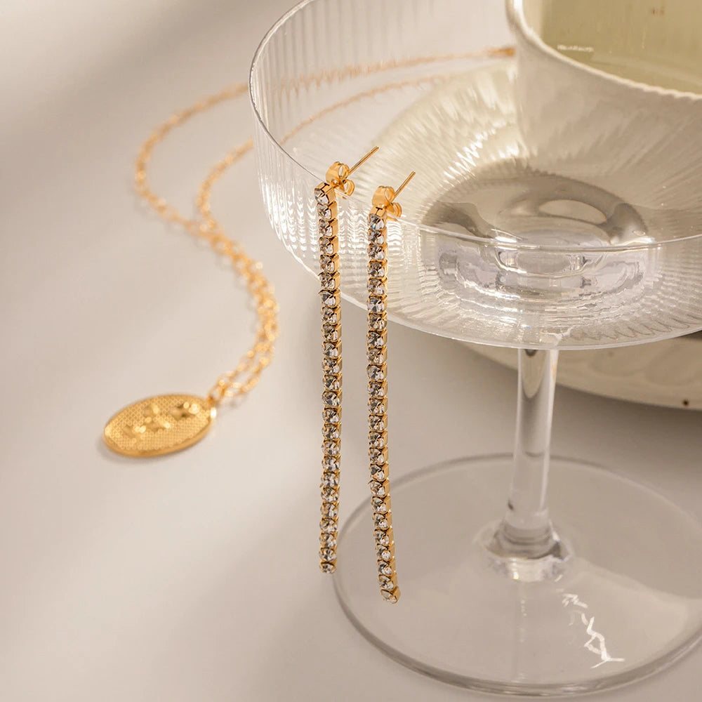 Crystal Bar Drop Earrings