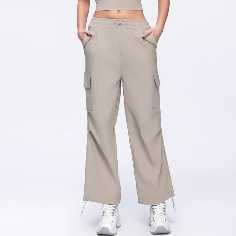 High-Waisted Drawstring Cargo Pants