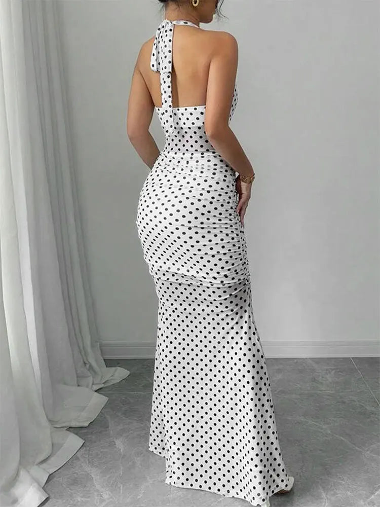 White Dotted Long Dress