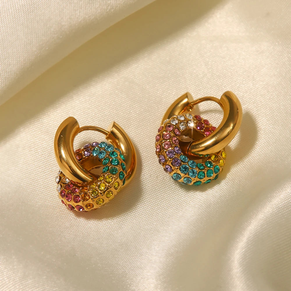 Rainbow Crystal Hoop Earrings