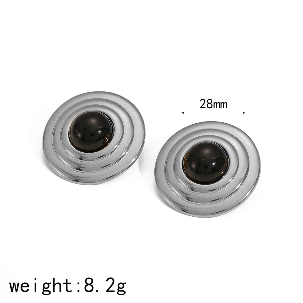 Vintage Dome Cabochon Stud Earrings