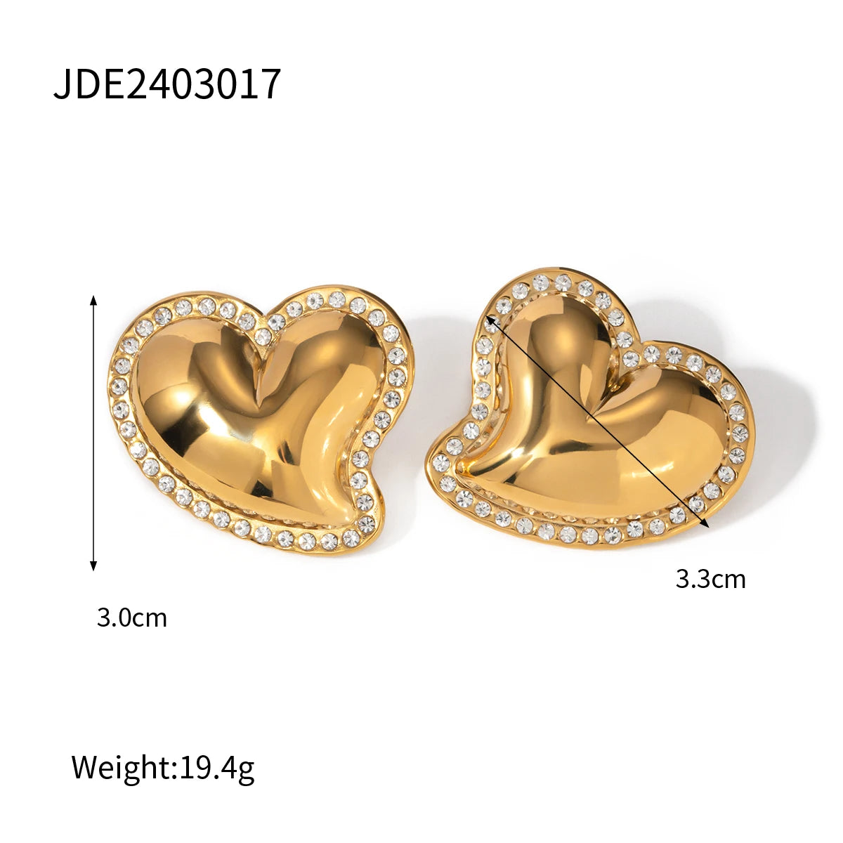 Puffed Heart Pavé Stud Earrings