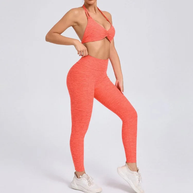 Halter & Ruched Leggings Workout Set