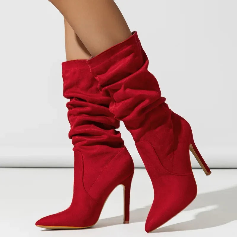 Suede Slouchy Stiletto Boots