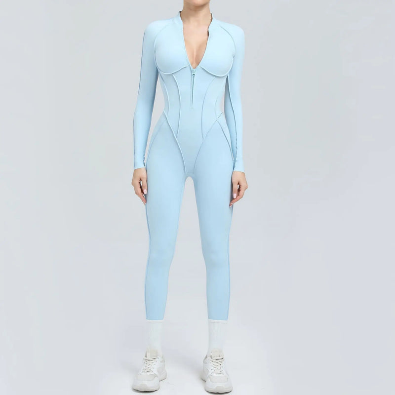 Long Sleeve Zip Front Jumpsuit