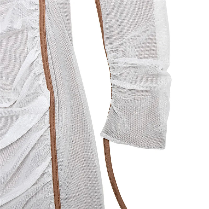 One-Shoulder Contour Mesh Dress