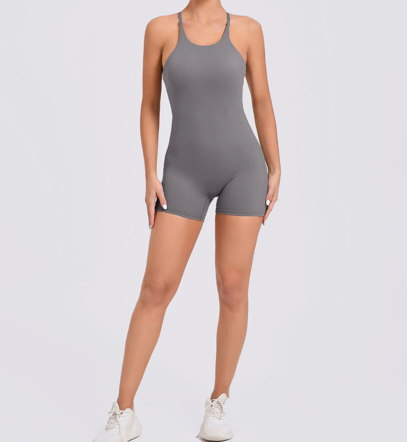 Strappy Backless Red Romper