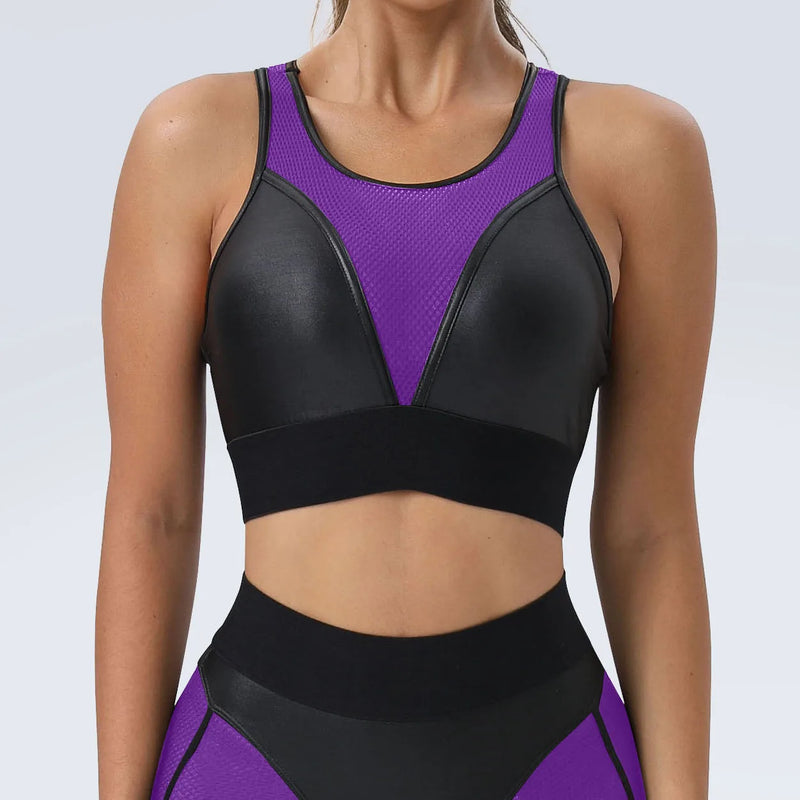 Faux Leather & Mesh Workout Set
