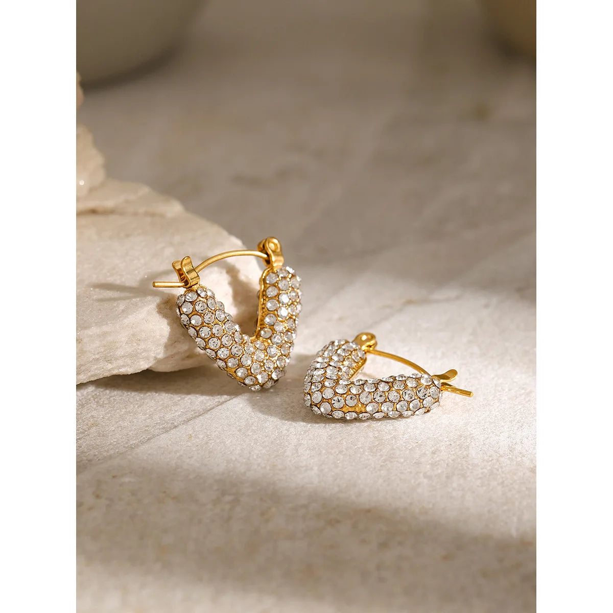 Pearl Cluster V Hoop Earrings