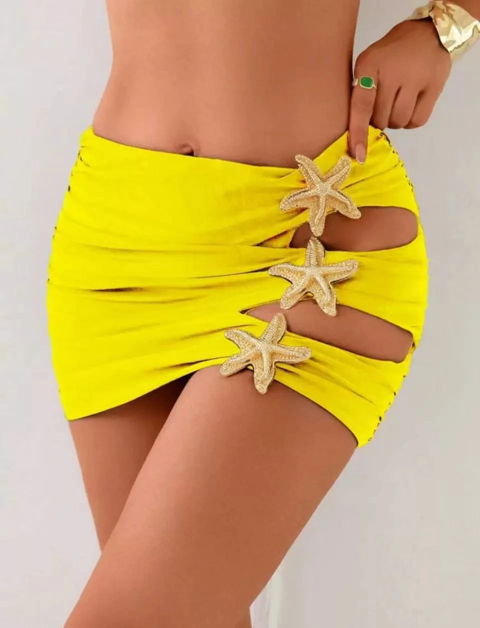 Starfish Accent Ruched Mini Skirt