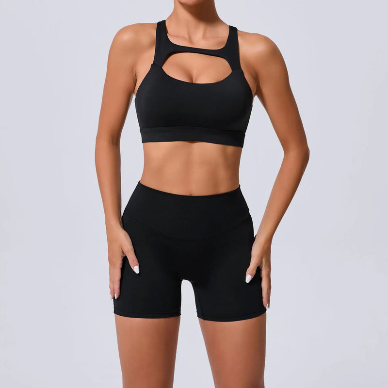 Cut-Out Bra & Shorts Workout Set