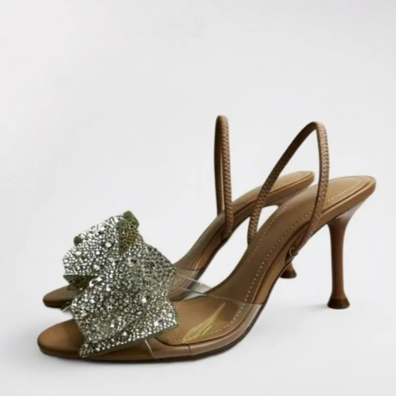 Crystal Bow Slingback Heels