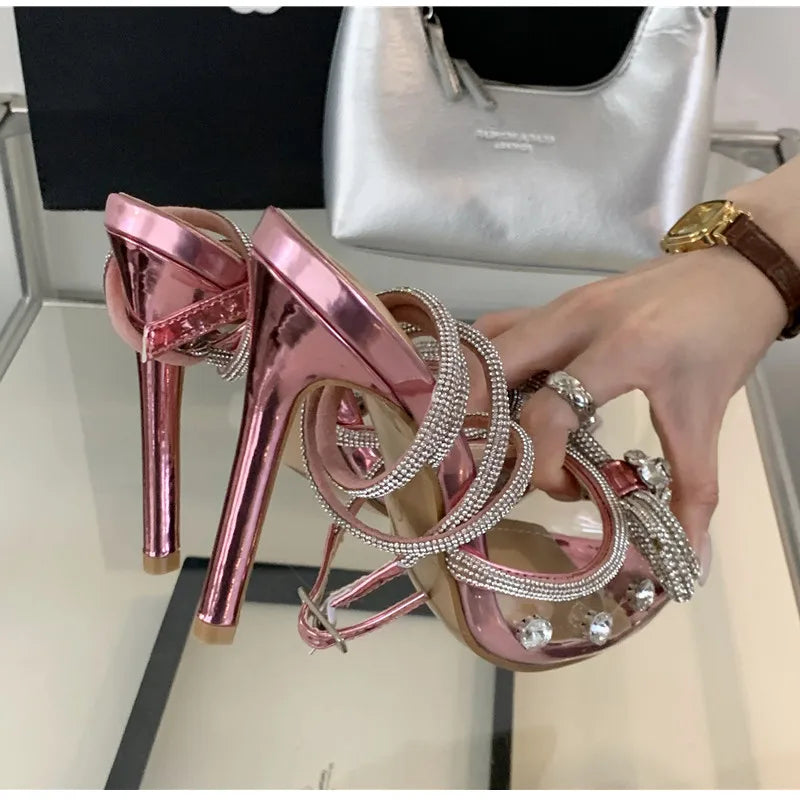 Rhinestone Bow Stiletto Heels
