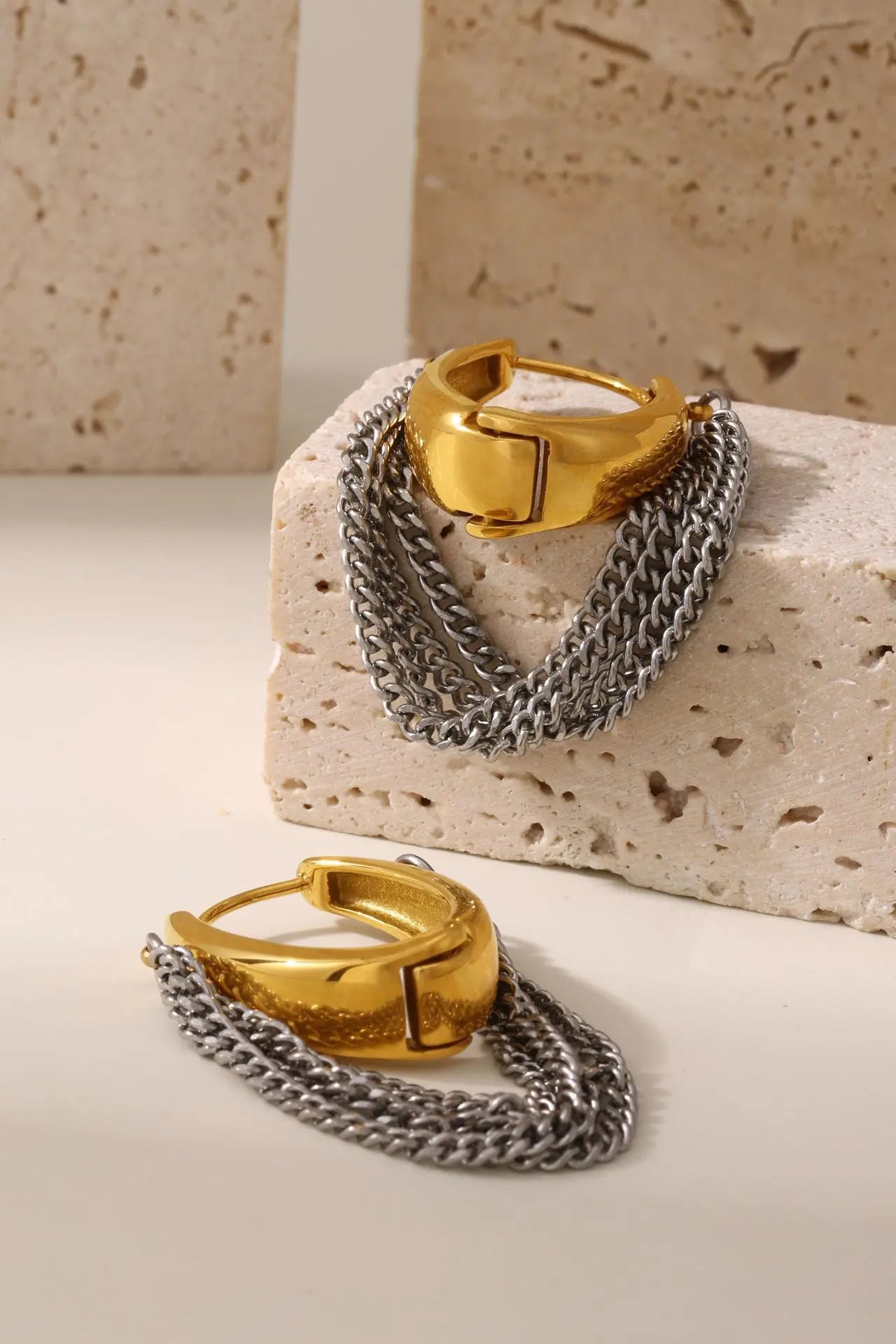 Chain Fringe Hoop Earrings