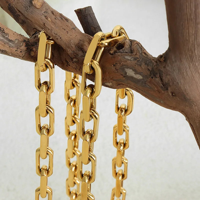 Gold Link Chain Necklace & Bracelet Set