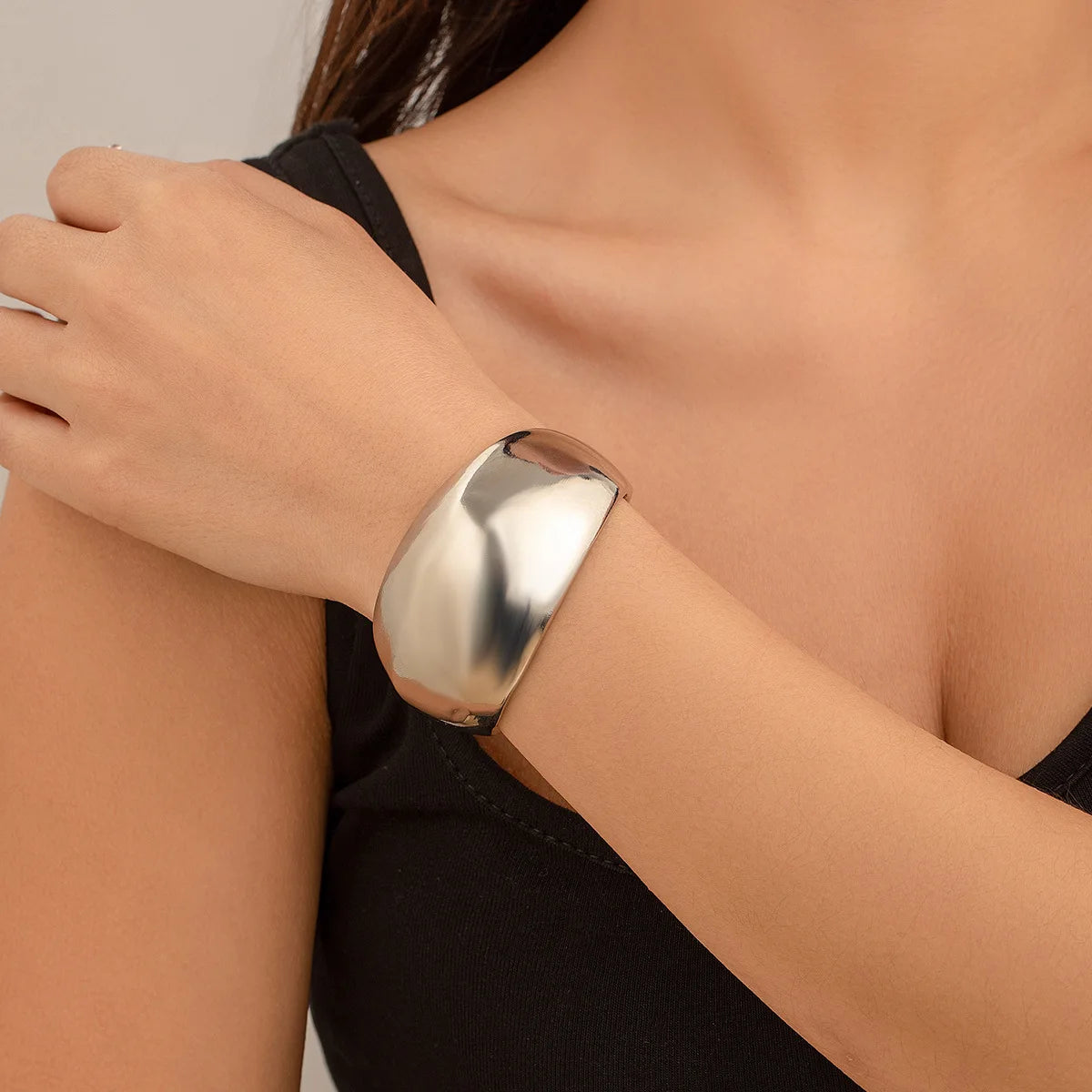 Bold Chunky Sculpted Cuff & Ring Set – Gold & Silver Finish