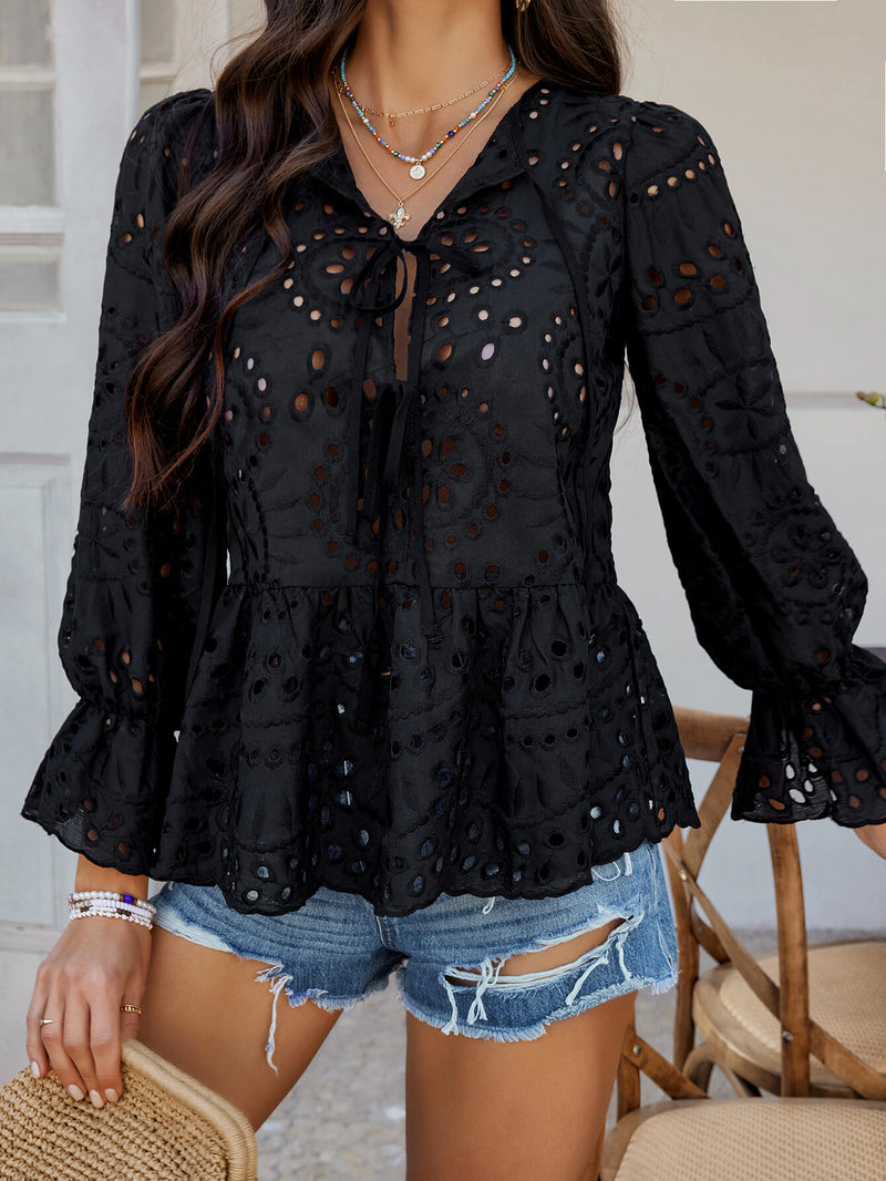 Girl Crush Perforated Lace Top - black