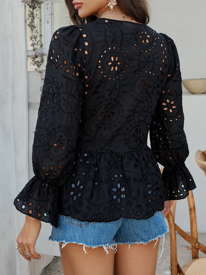 Girl Crush Perforated Lace Top - black