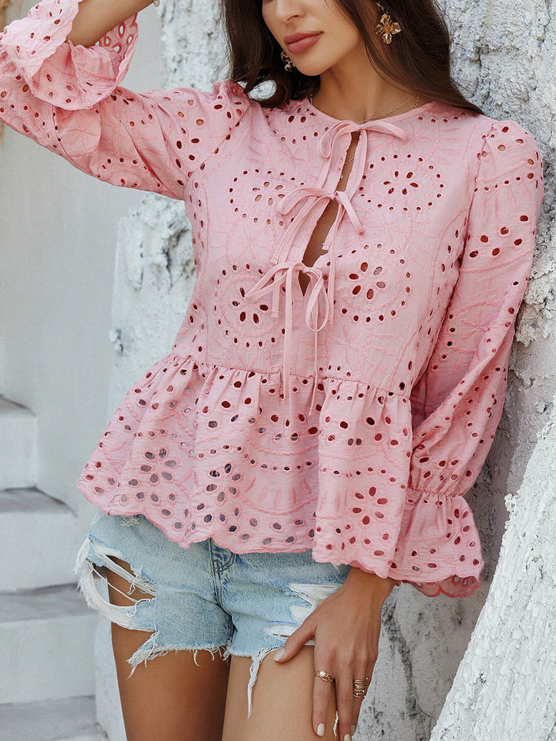 Girl Crush Perforated Lace Top - pink