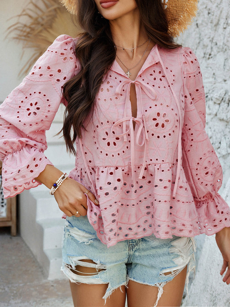 Girl Crush Perforated Lace Top - pink