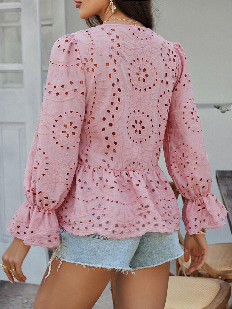 Girl Crush Perforated Lace Top - pink