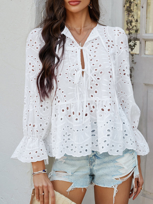 Girl Crush Perforated Lace Top - white